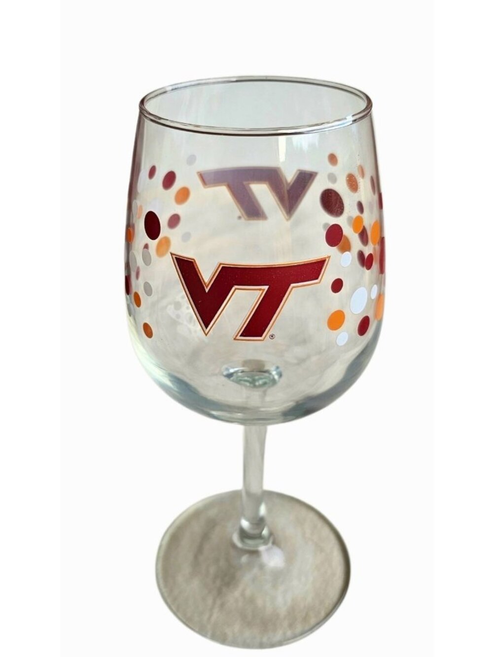 Virginia Tech Hokies Polka Dot Wine Glass 12oz NCAA New